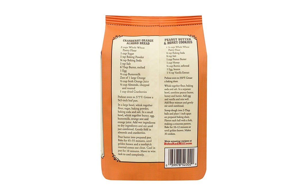 Bob's Red Mill 100% Stone Ground Whole Wheat Pastry Flour   Pack  1.36 grams
